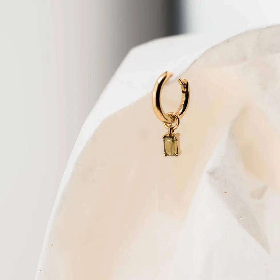 18k Gold-Plated Hoop Earrings With Green Zirconia