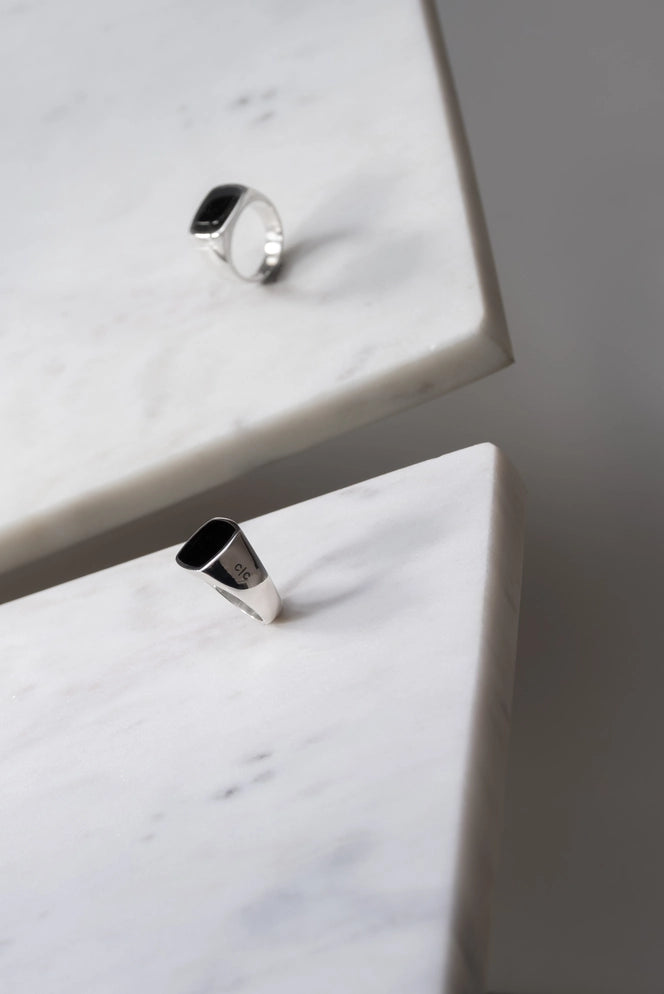 Sterling Silver Black Onyx Signet Ring