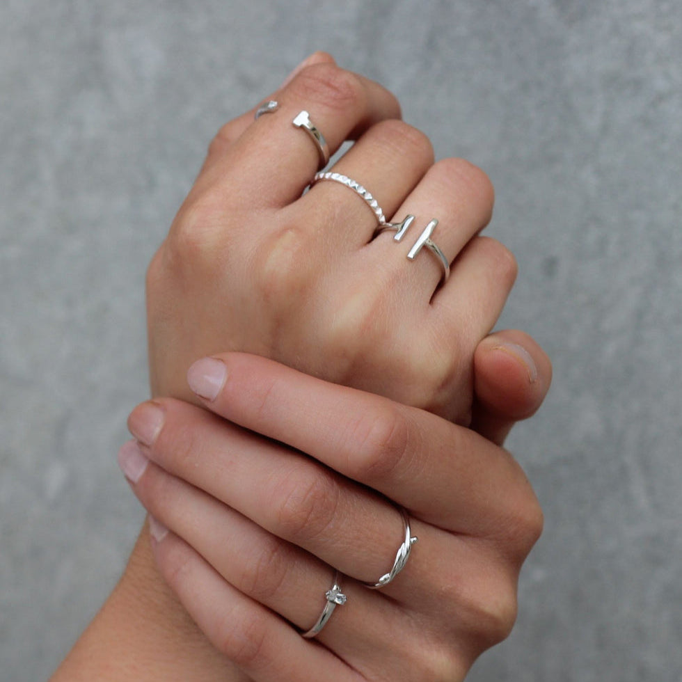 925 Sterling Silver T-Bar Ring