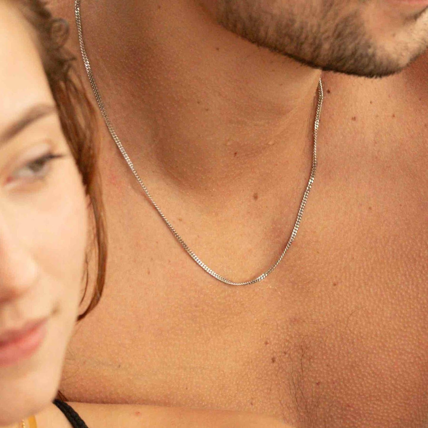Man modelling a men's 925 sterling silver chain necklace