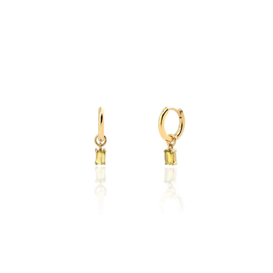 18k Gold-Plated Hoop Earrings With Green Zirconia