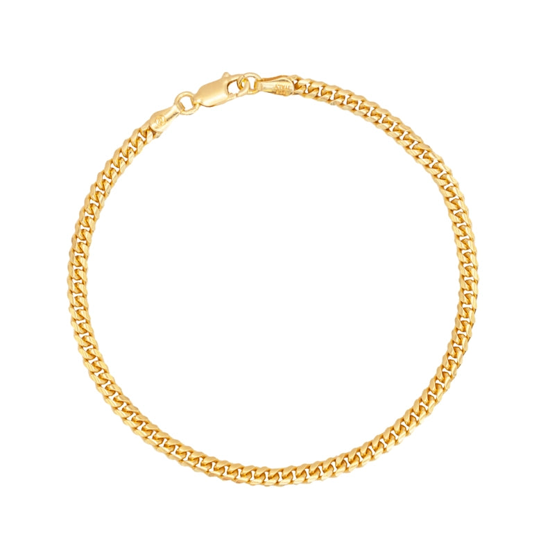 23k Gold-plated Cuban chain bracelet on a white background