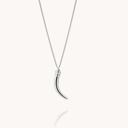 Men's 925 sterling silver horn necklace displayed on a white background