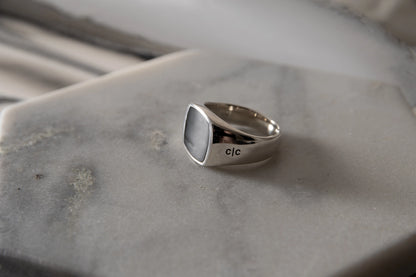 Sterling Silver Black Onyx Signet Ring