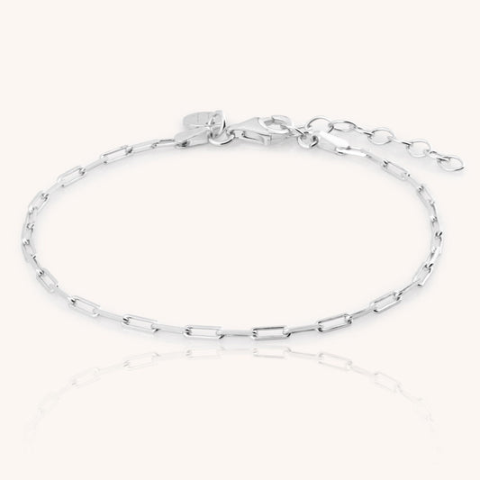 925 sterling silver chain bracelet for women on white background