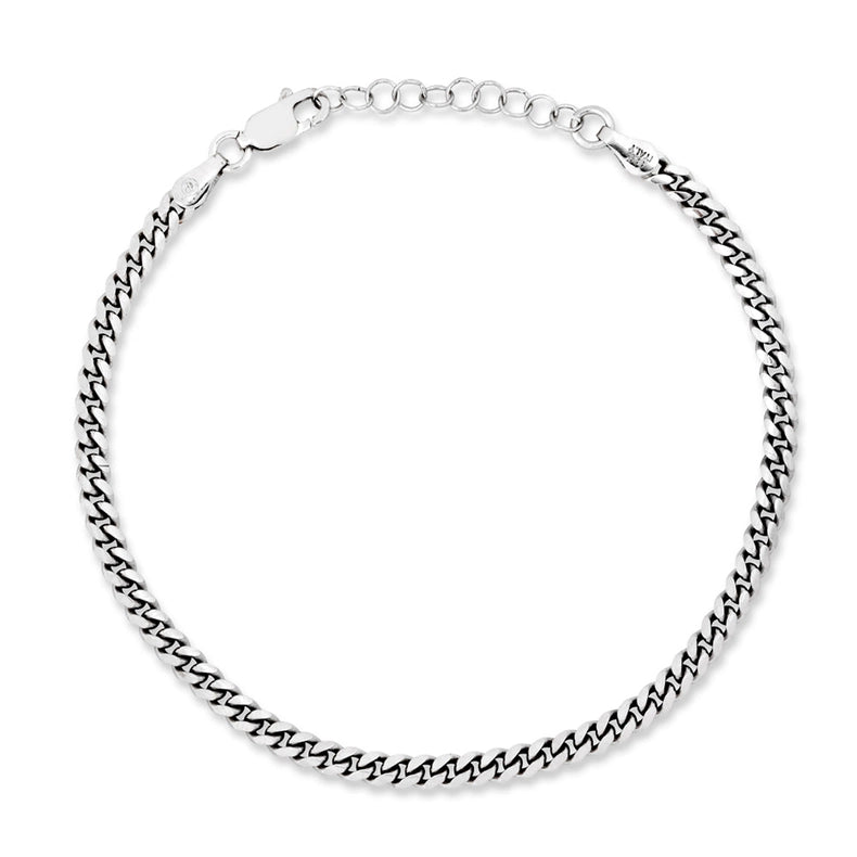 925 sterling silver chain bracelet on a white background