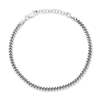 925 sterling silver chain bracelet on a white background