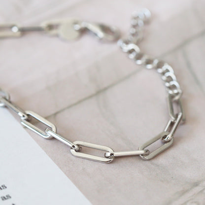 925 sterling silver link bracelet on a tabletop