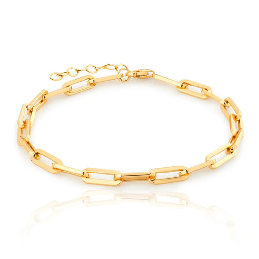 Heavy 18k gold-plated chain bracelet on a white background