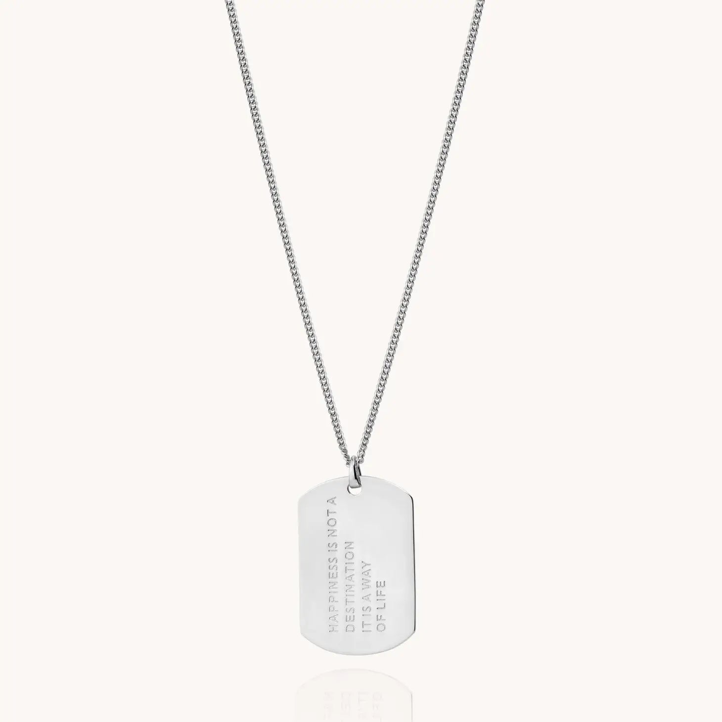 Men's 925 sterling silver military tag necklace on a white background