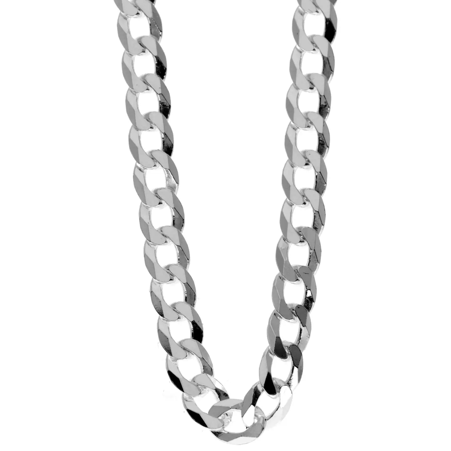 Mens 925 sterling silver cuban chain necklace on white background