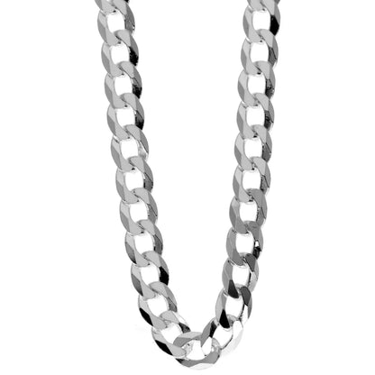Mens 925 sterling silver cuban chain necklace on white background
