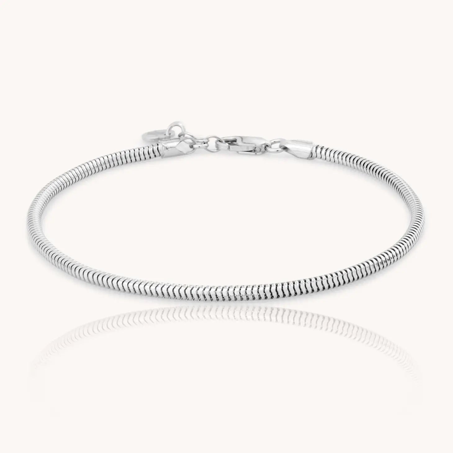 Men's 925 sterling silver mamba bracelet on a white background