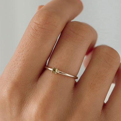 Gold-Plated Green Zircon Ring