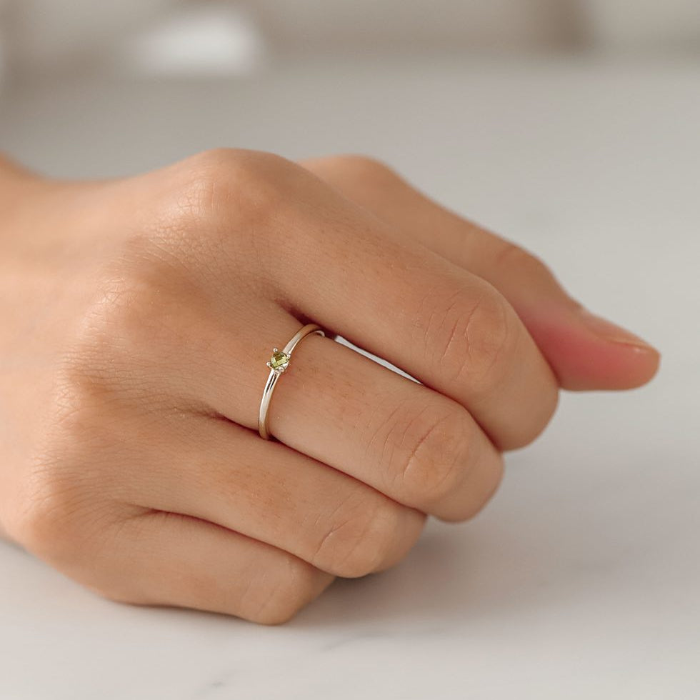 Gold-Plated Green Zircon Ring