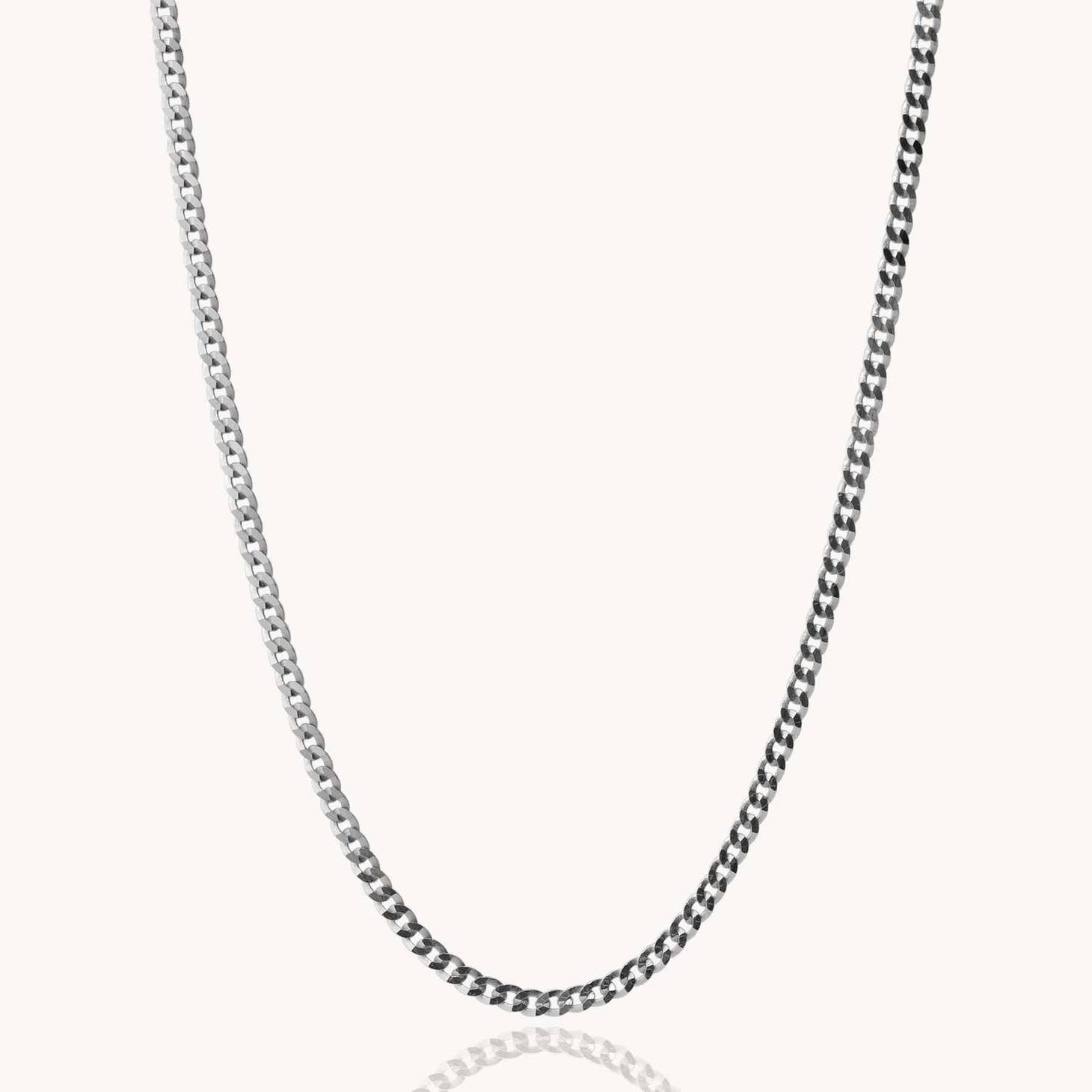 Men's 925 sterling silver chain necklace on a white background