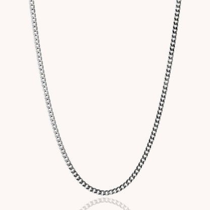 Men's 925 sterling silver chain necklace on a white background